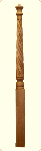 Twist Wood Newel Post: Colonial Spindle Pin Top