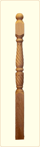 Victorian Twisted Wood Newel Posts (Spindles) - 5 in. top block